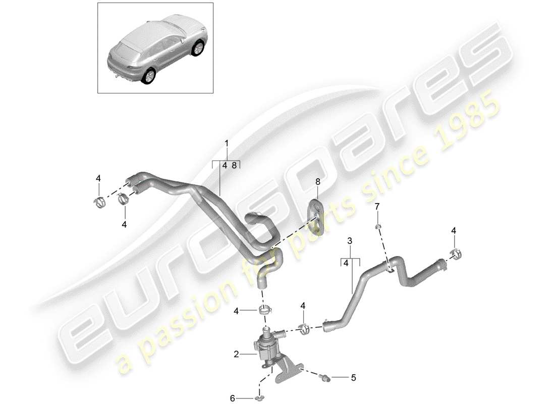 porsche 2017 (macan) heizungsschlauch ersatzteildiagramm