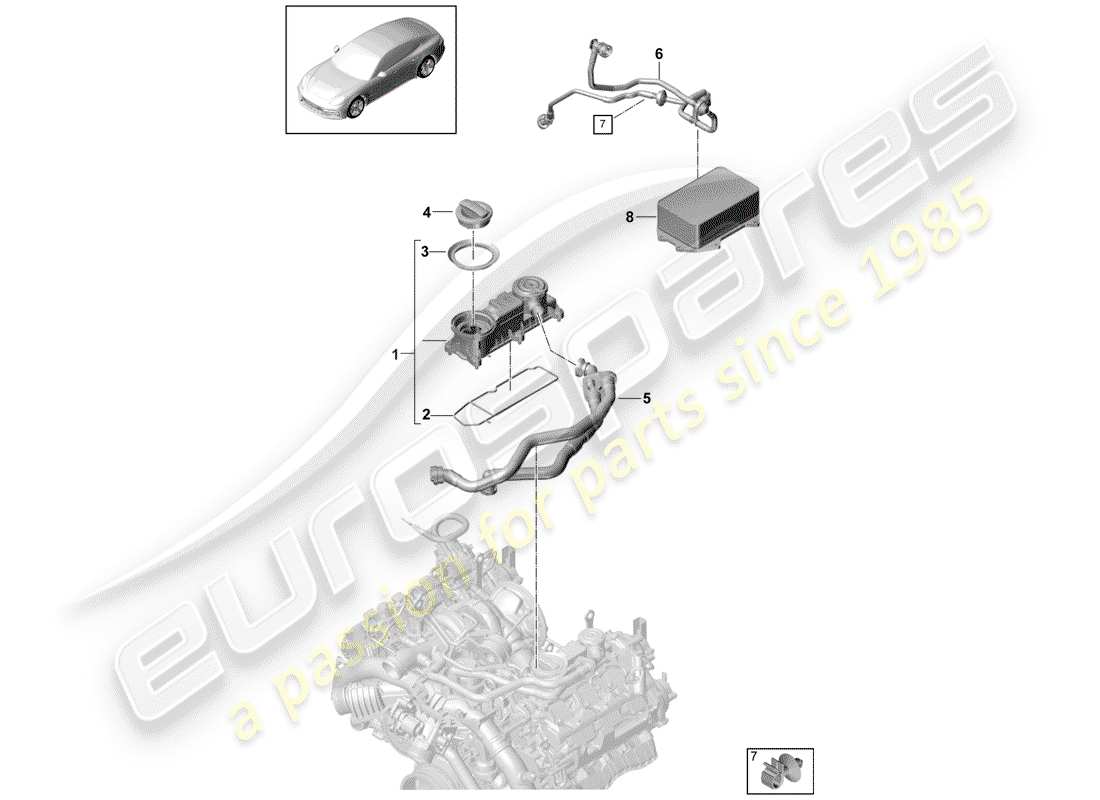 porsche 2020 (panamera 971-1) kurbelgehäuse-entlüftung ersatzteildiagramm