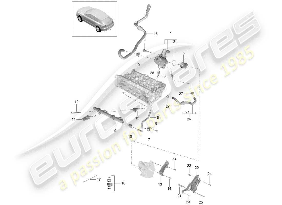 porsche 2015 (macan) kraftstoffsammelrohr ersatzteildiagramm