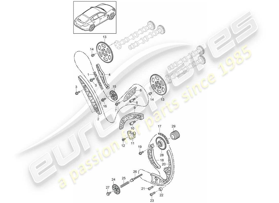porsche 2010 (panamera 970) steuerkette ersatzteildiagramm