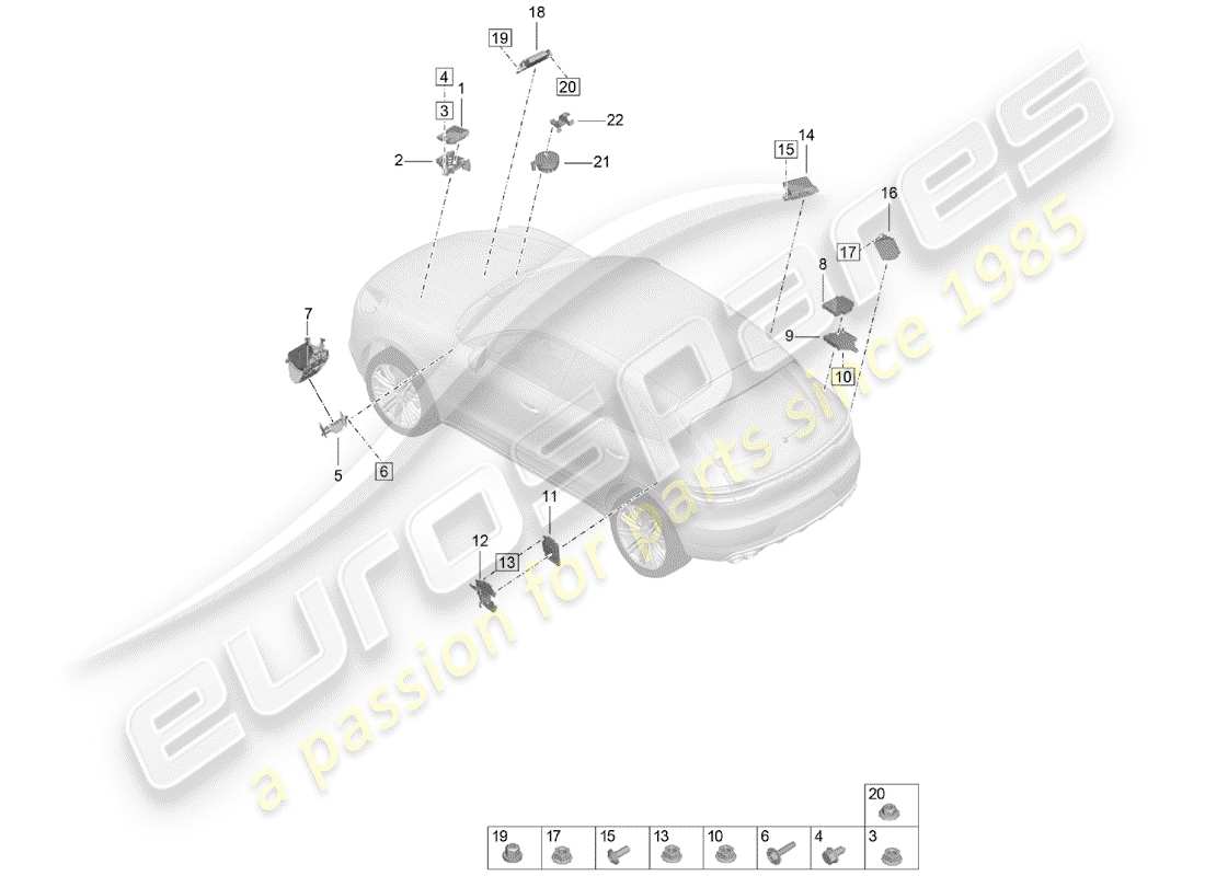 porsche 2020 (macan) steuergeräte ersatzteildiagramm