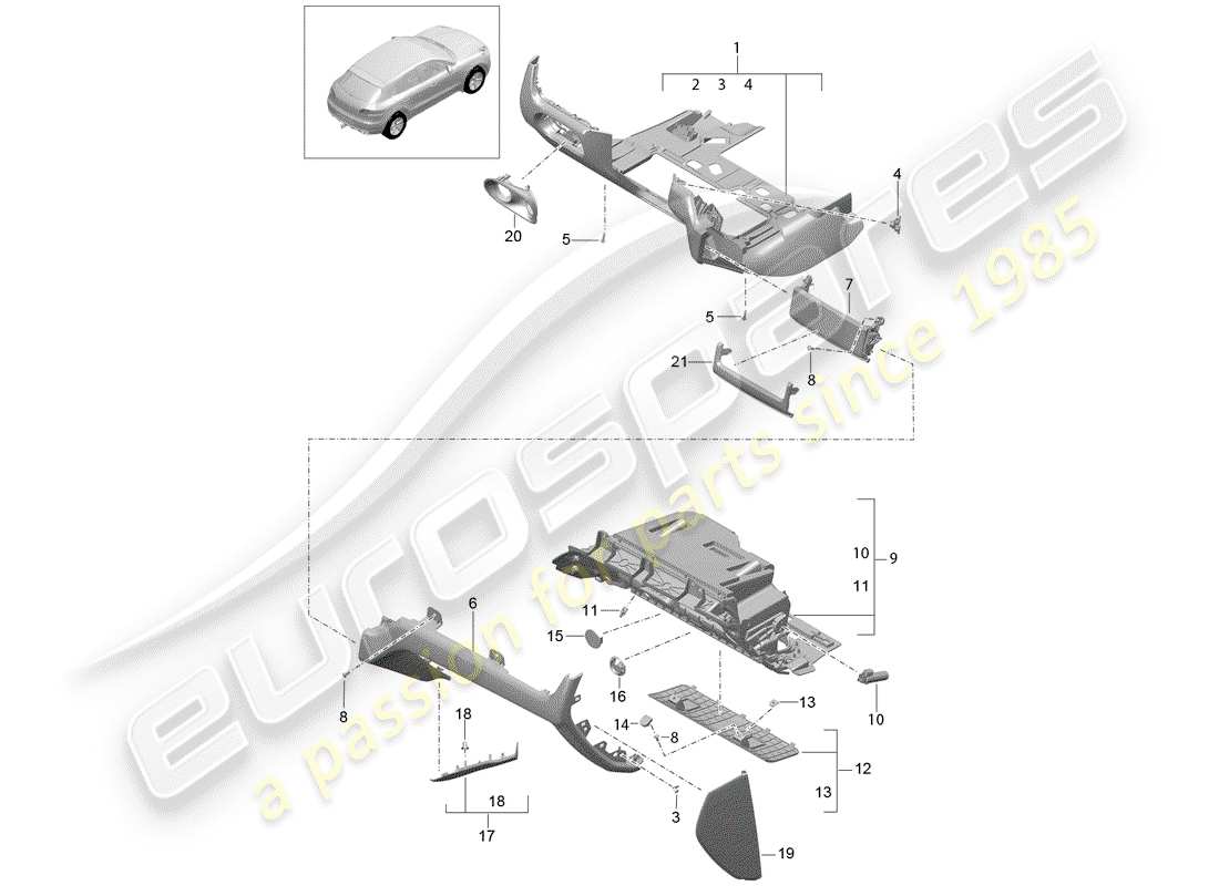 porsche 2015 (macan) handschuhfach-ersatzteildiagramm