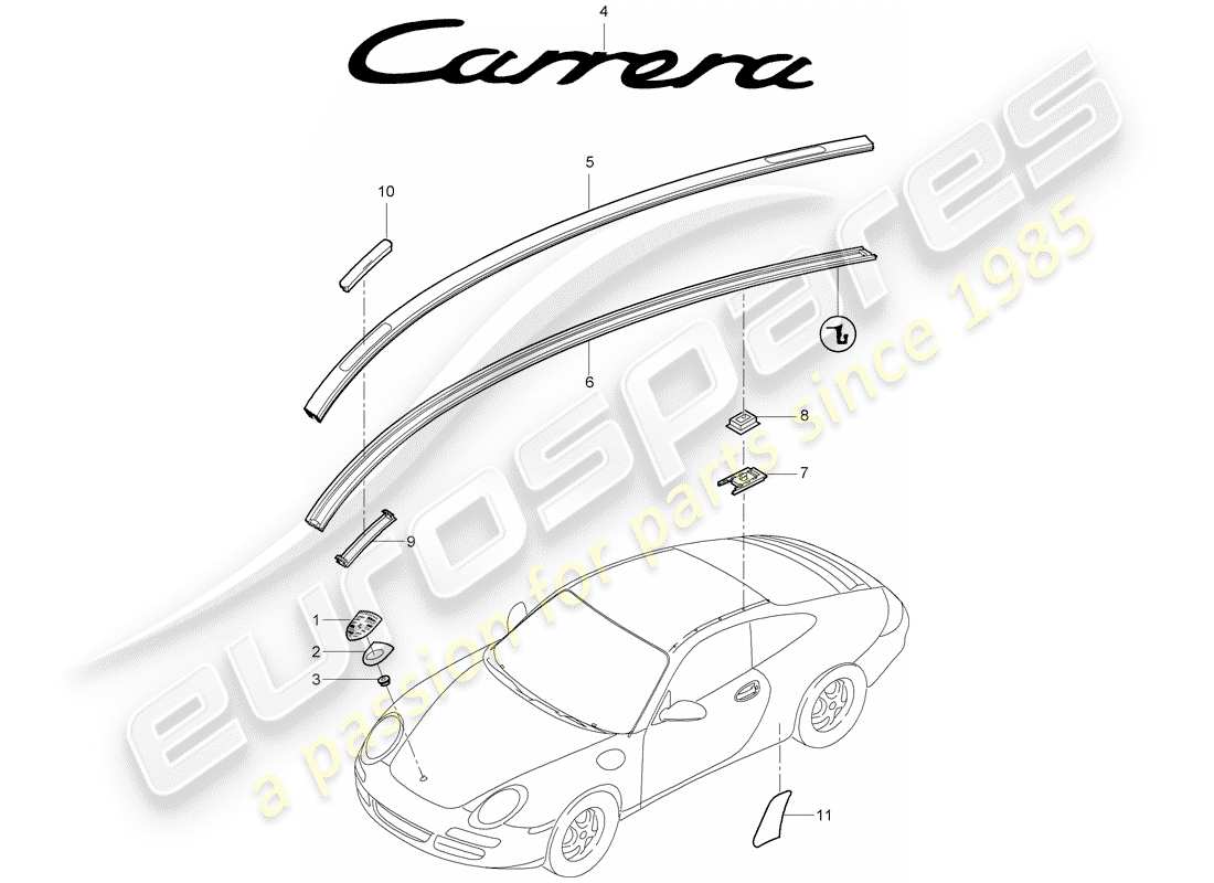 porsche 2005 (997-1) namensschilder ersatzteildiagramm