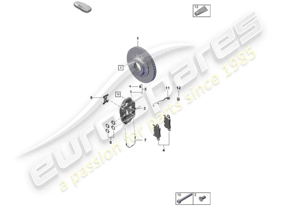 porsche 2019 (718 boxster spyder) scheibenbremsen ersatzteildiagramm