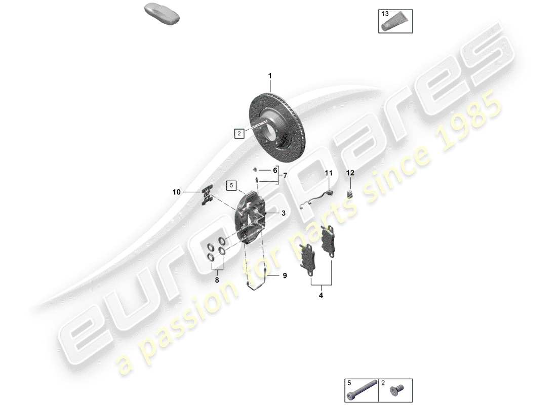 porsche 2020 (718 boxster spyder) scheibenbremsen ersatzteildiagramm
