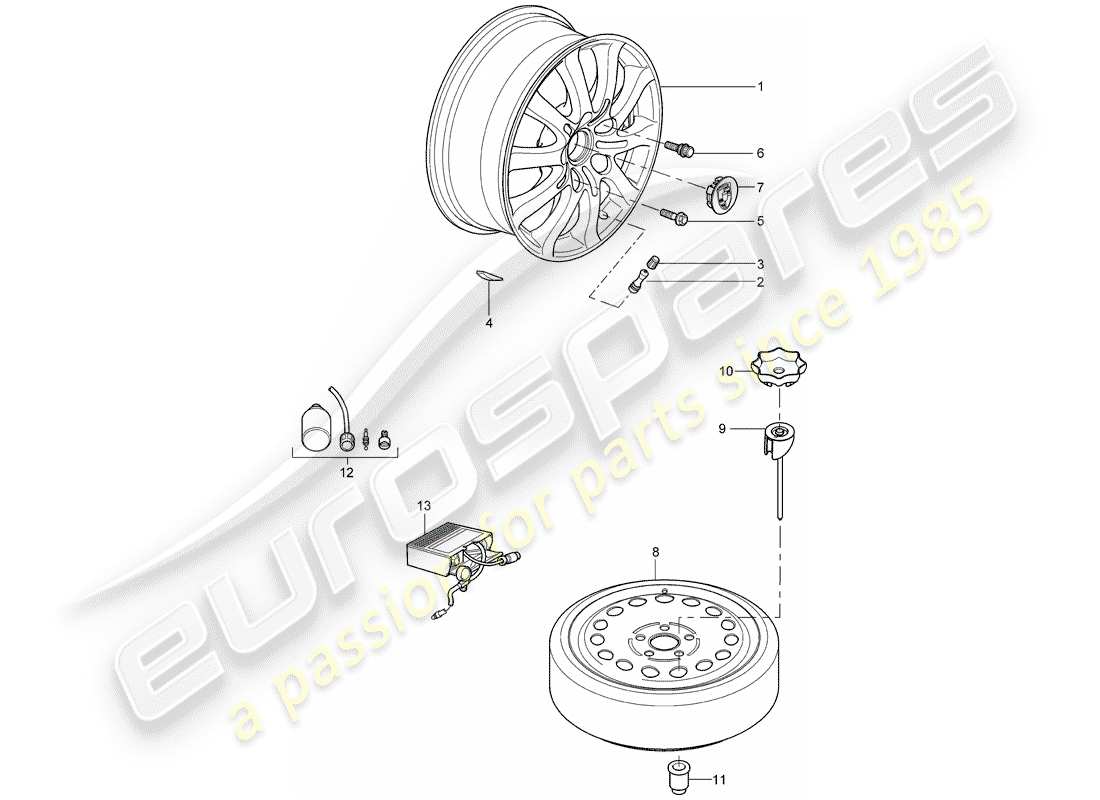 porsche 2004 (cayenne e1 9pa) leichtmetallfelgen-ersatzteildiagramm