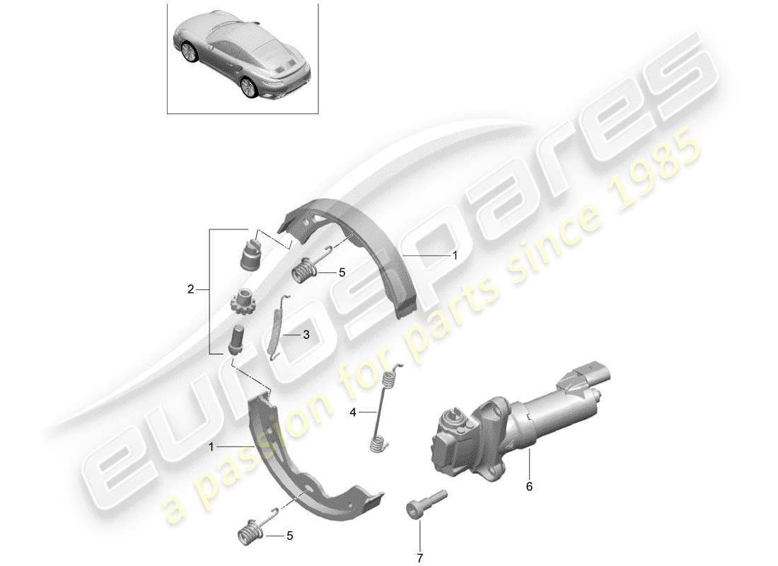 porsche 2015 (991-1 turbo) feststellbremse teilediagramm