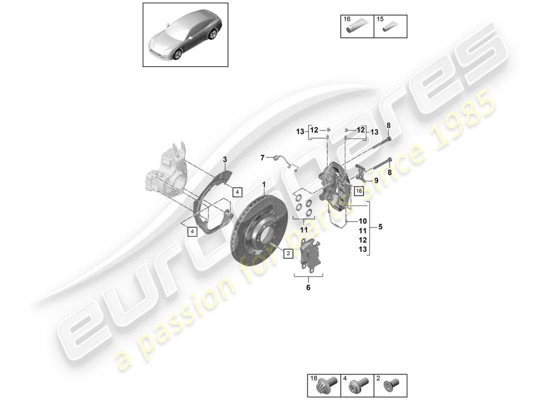 porsche 2017 (panamera 971-1) scheibenbremsen ersatzteildiagramm