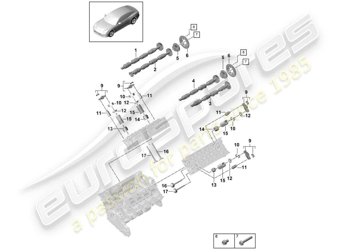porsche 2018 (panamera 971-1) nockenwelle, ventile ersatzteildiagramm