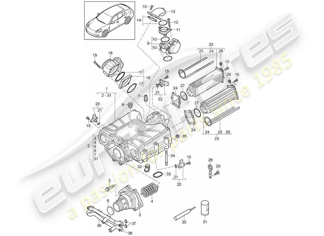 porsche 2014 (panamera 970) kompressor teilediagramm
