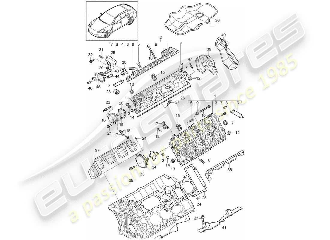 porsche 2010 (panamera 970) zylinderkopf teilediagramm