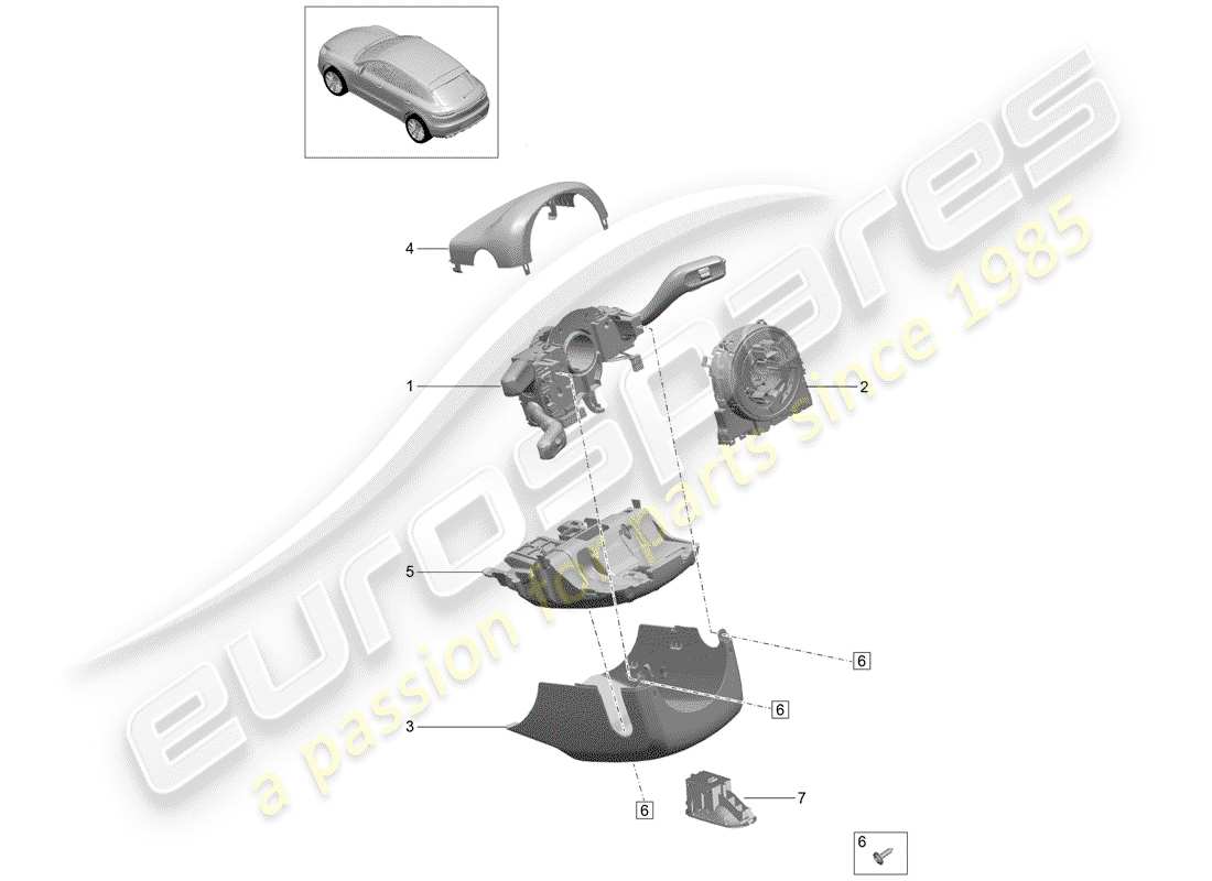porsche 2019 (macan) lenkstockschalter ersatzteildiagramm