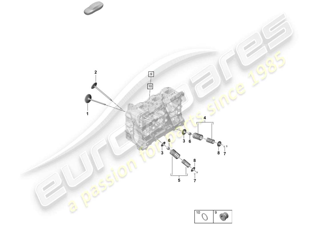 porsche 2020 (718 cayman) zylinderkopf einzelteile ventil teilediagramm