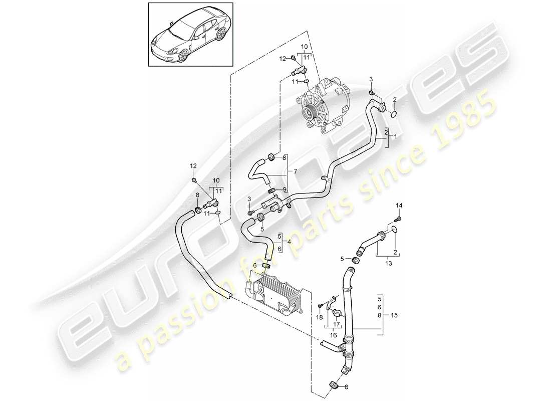 porsche 2010 (panamera 970) wasserkühlung teilediagramm