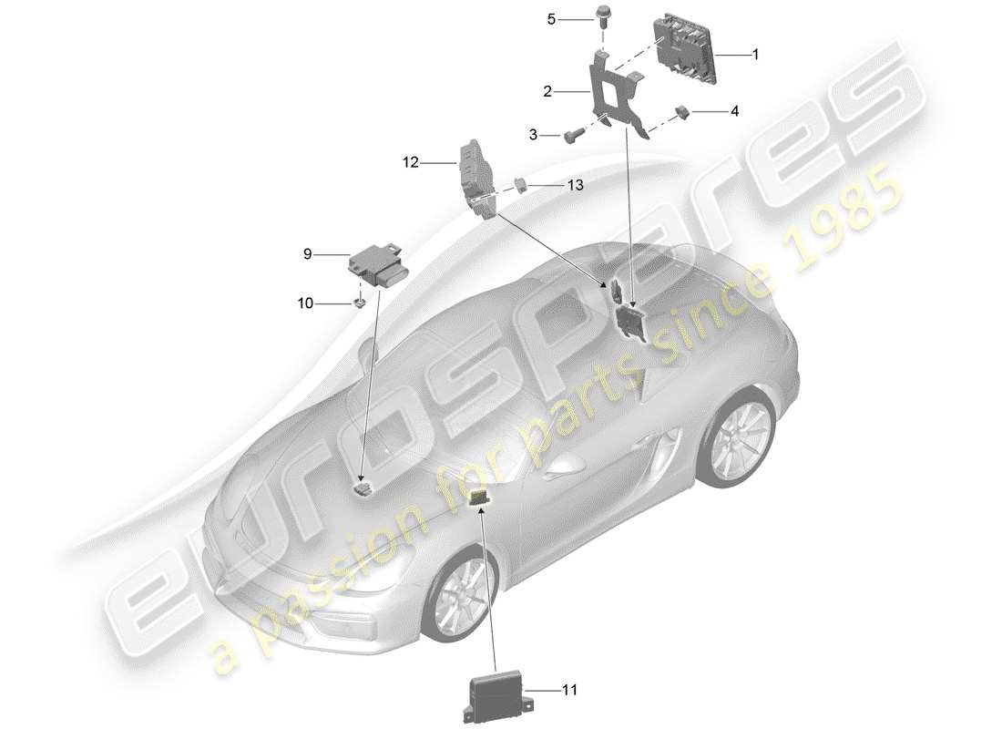 porsche 2016 (981 boxster spyder) steuergeräte ersatzteildiagramm