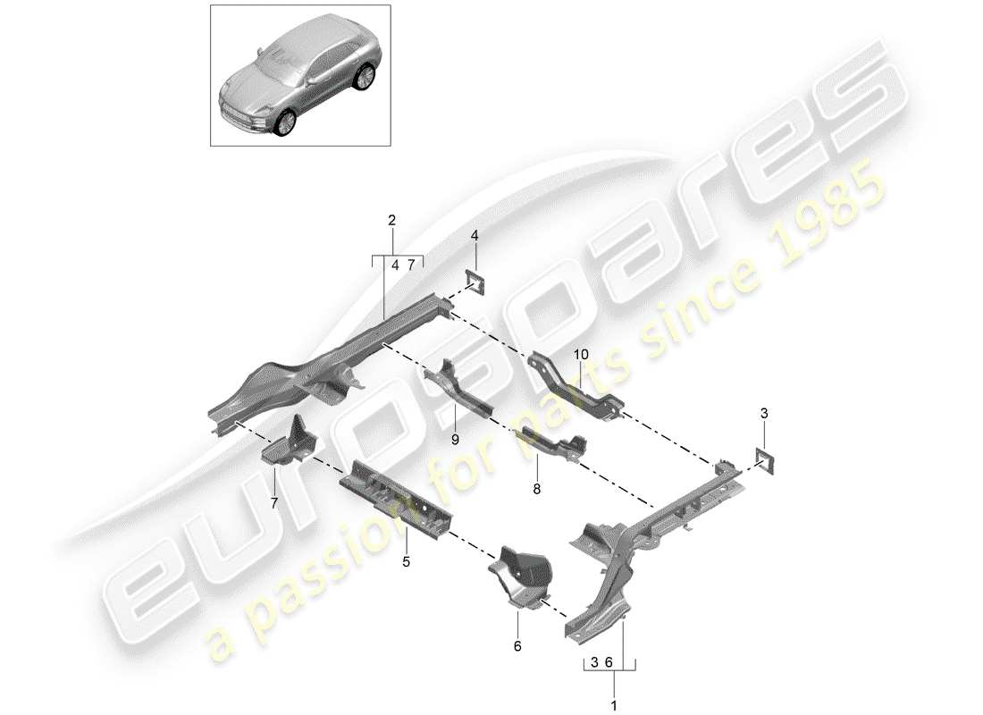 porsche 2020 (macan) frame-teilediagramm