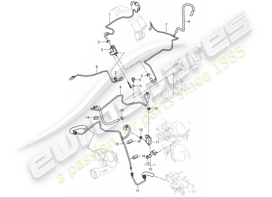porsche 2008 (cayenne e1 9pa) control line-teilediagramm