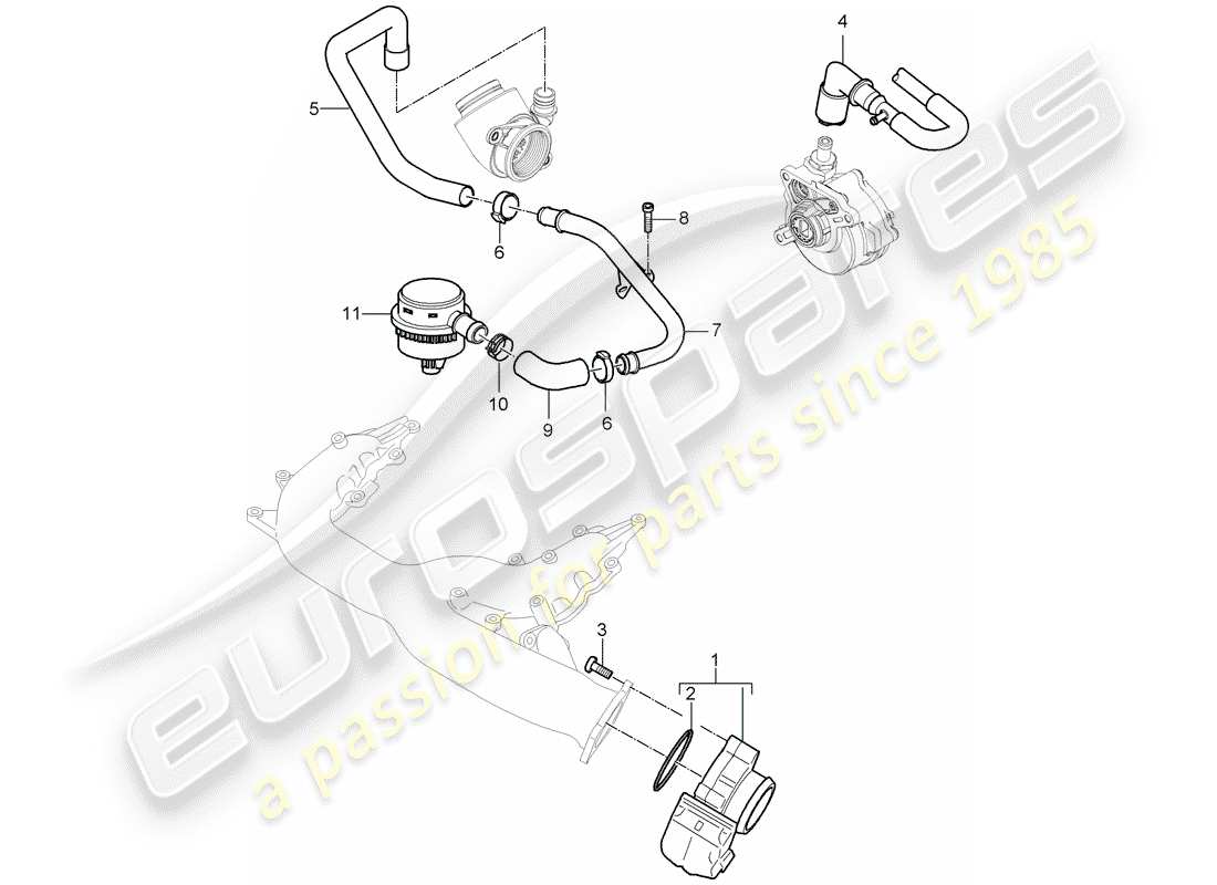 porsche 2008 (cayenne e1 9pa) drosselklappengehäuse - teilediagramm