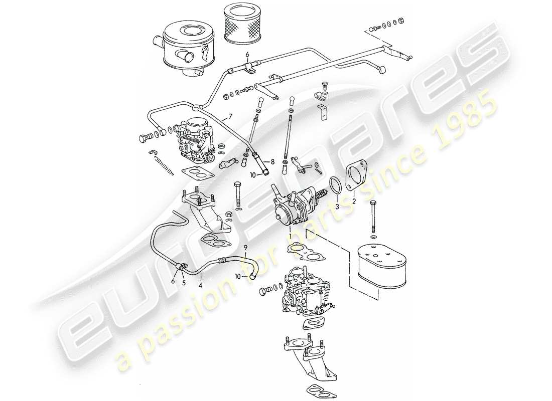 porsche 1962 (356b/356c) kraftstoffpumpe - und - kraftstoffleitung ersatzteildiagramm