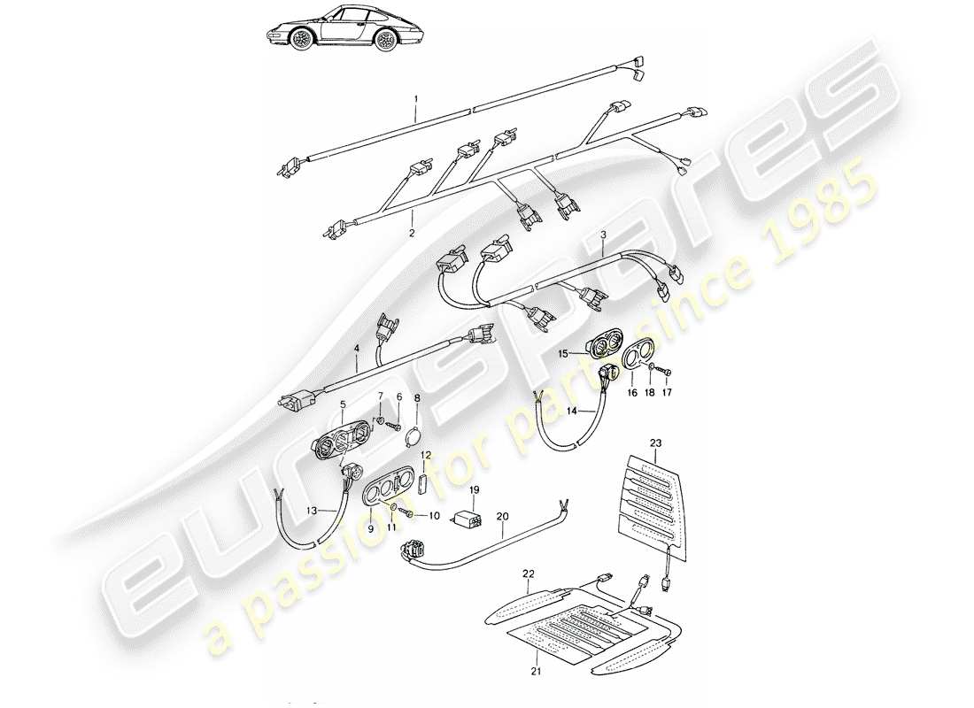 porsche 1987 (seats for 944/968/911/928) kabelbäume - schalter - sitzheizung - vordersitz - d - mj 1994>> - mj 1998 ersatzteildiagramm