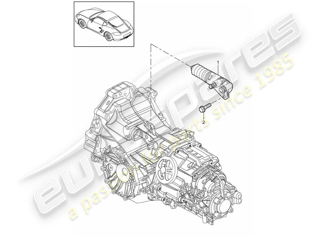 porsche 2010 (987 cayman) kupplungsausrückung ersatzteildiagramm