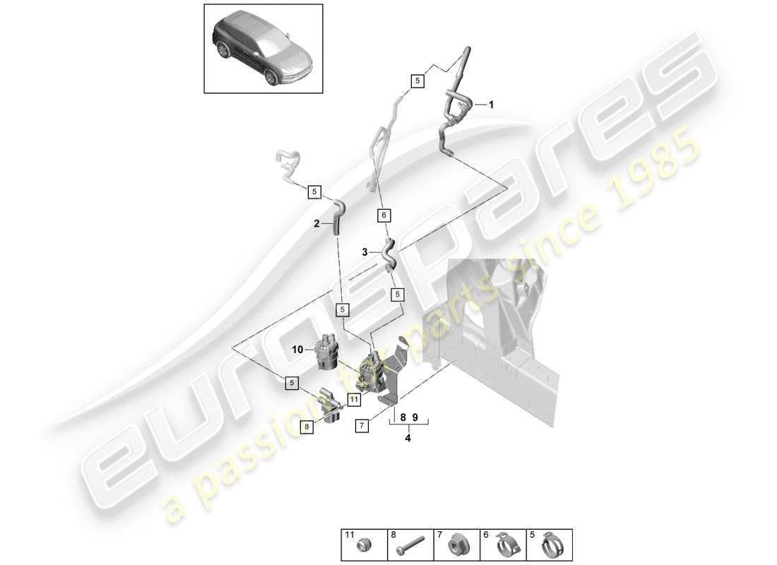 porsche 2020 (cayenne e3 9ya/9yb) heizung teilediagramm