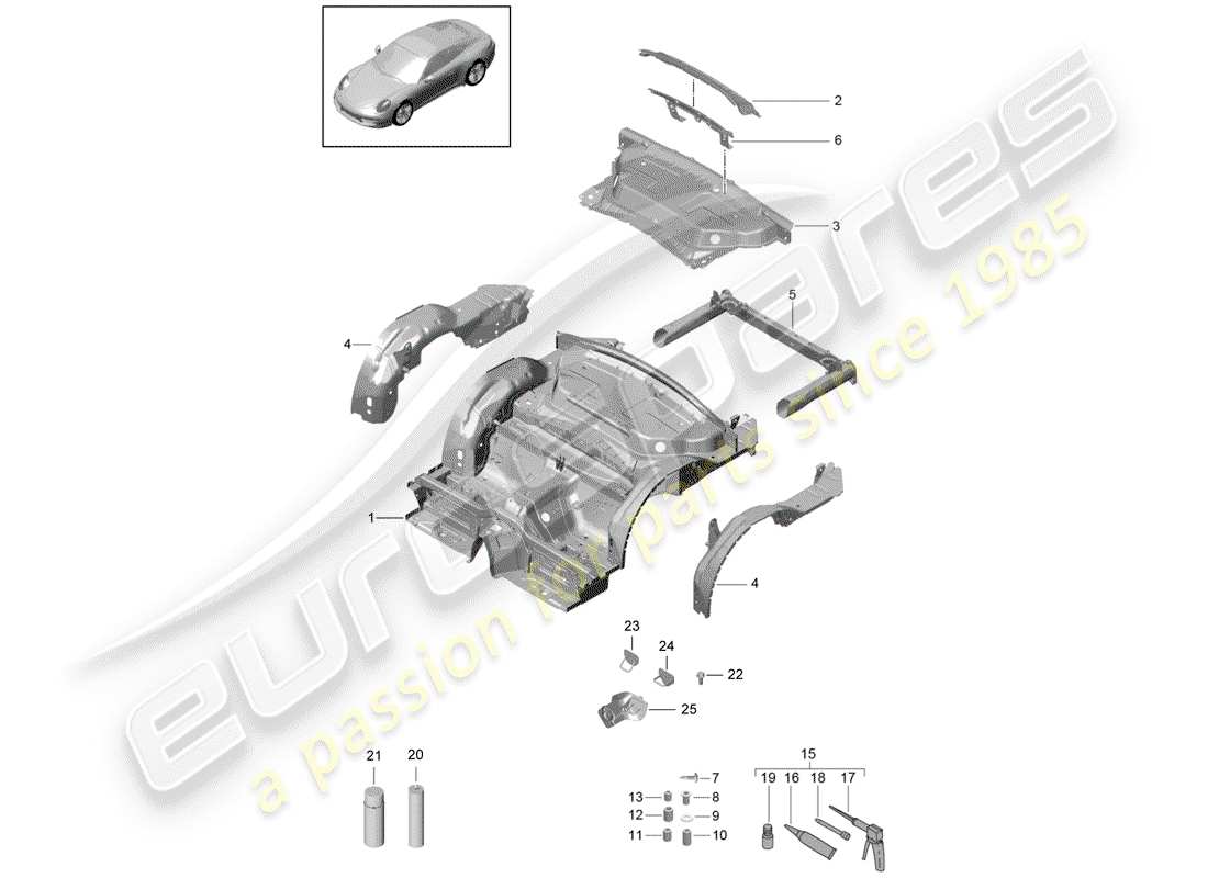 porsche 2015 (991-1) hinteres ende teilediagramm