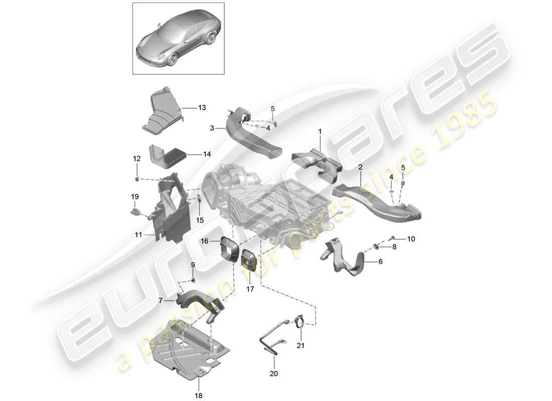 porsche 2015 (991-1) luftkanal teilediagramm