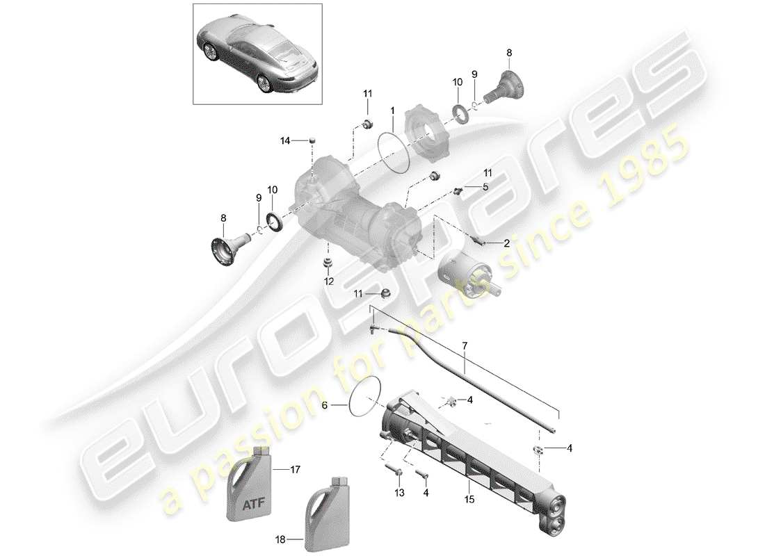 porsche 2013 (991-1) vorderachsdifferential teilediagramm