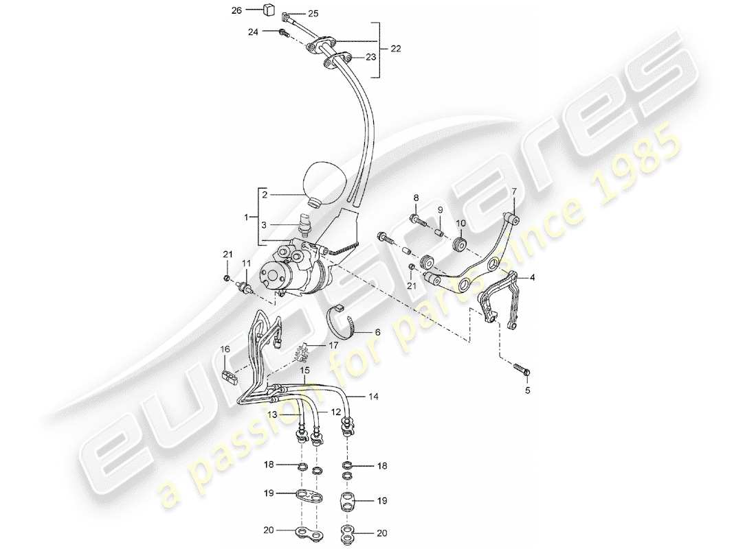 porsche 2004 (cayenne e1 9pa) hydraulische steuereinheit ersatzteildiagramm