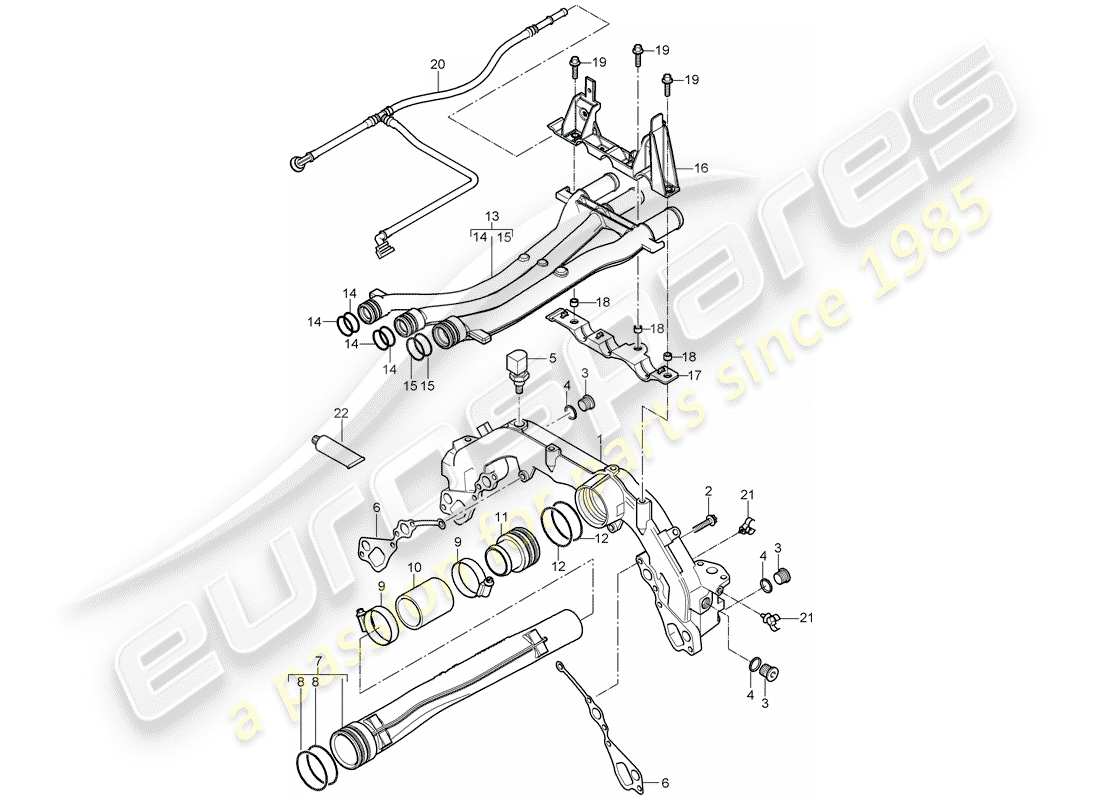porsche 2004 (cayenne e1 9pa) wasserkühlung teilediagramm