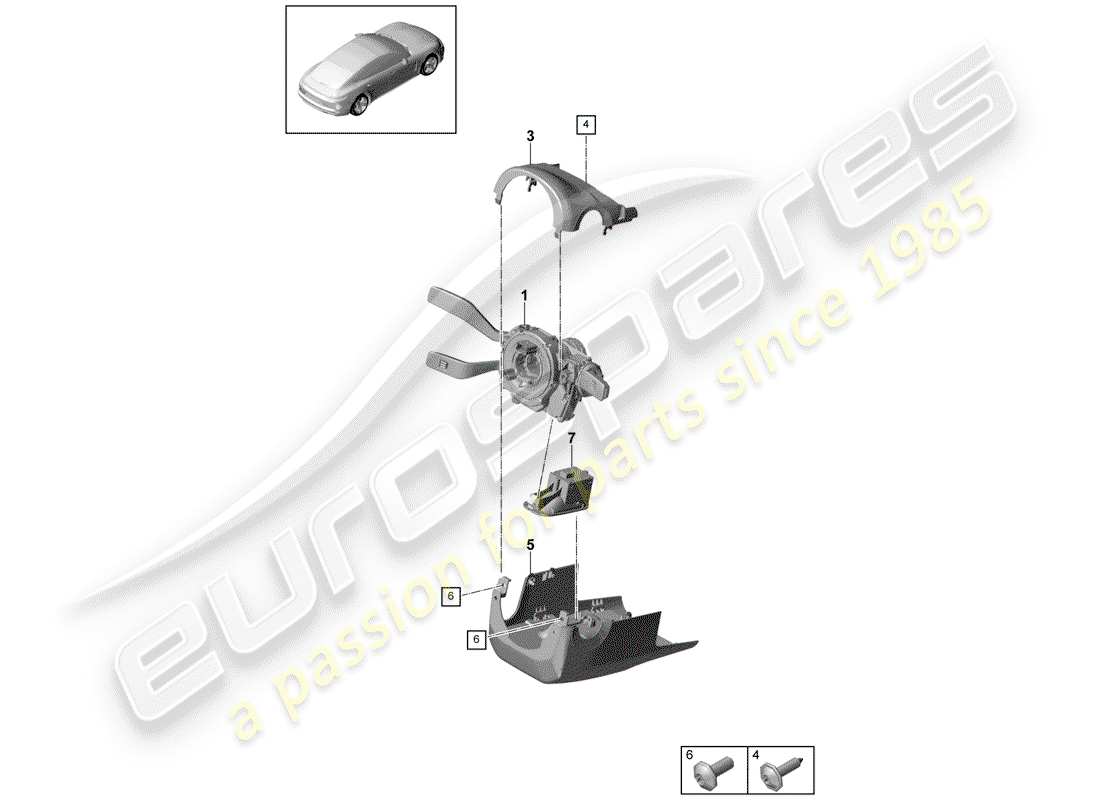 porsche 2018 (panamera 971-1) lenkstockschalter ersatzteildiagramm