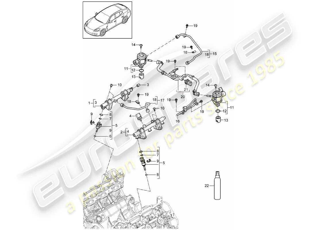 porsche 2016 (panamera 970) kraftstoffsammelrohr ersatzteildiagramm