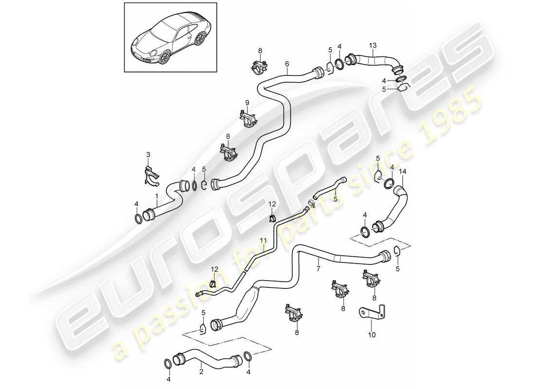 porsche 2012 (997-2) wasserkühlung 1 ersatzteildiagramm