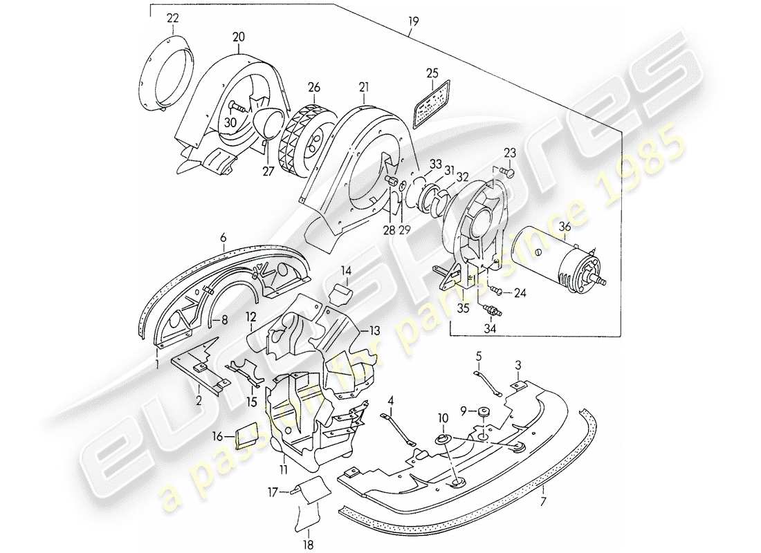 porsche 1950 (356/356a) luftkühlung teilediagramm