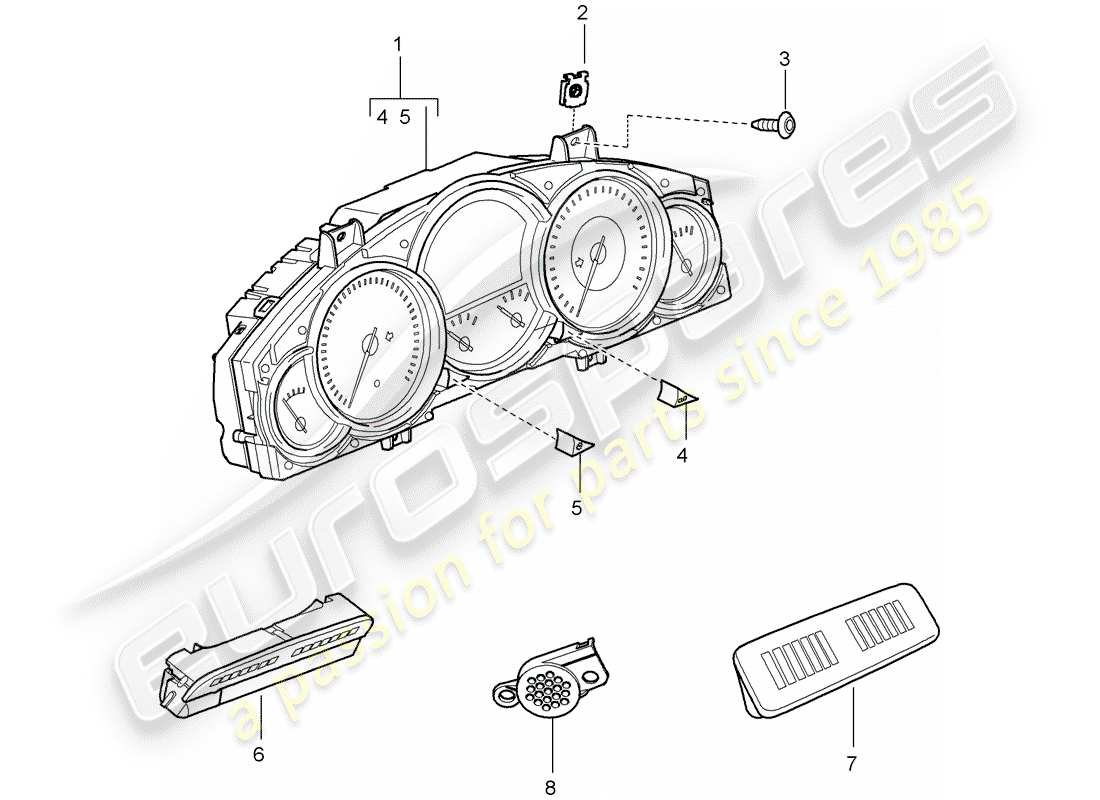 porsche 2008 (cayenne e1 9pa) instrumente teilediagramm