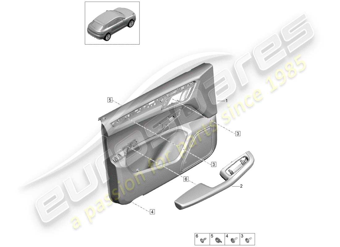 porsche 2020 (macan) türverkleidungen ersatzteildiagramm