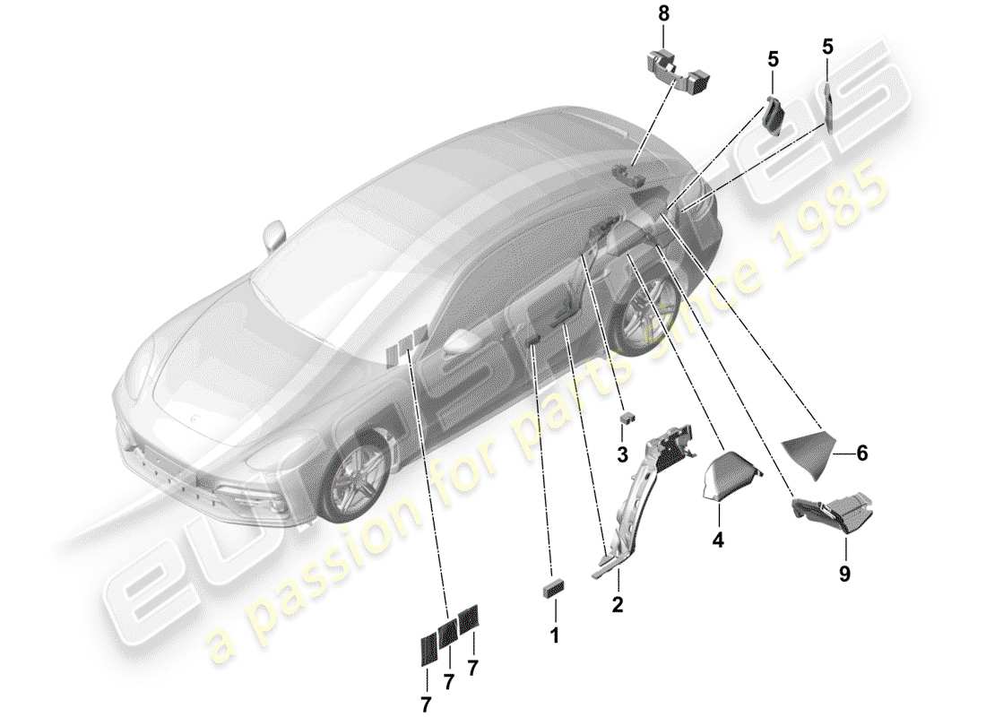 porsche 2018 (panamera 971-1) schallabsorber ersatzteildiagramm