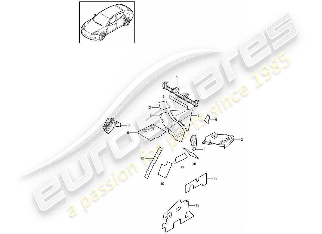 porsche 2011 (panamera 970) schallabsorber ersatzteildiagramm