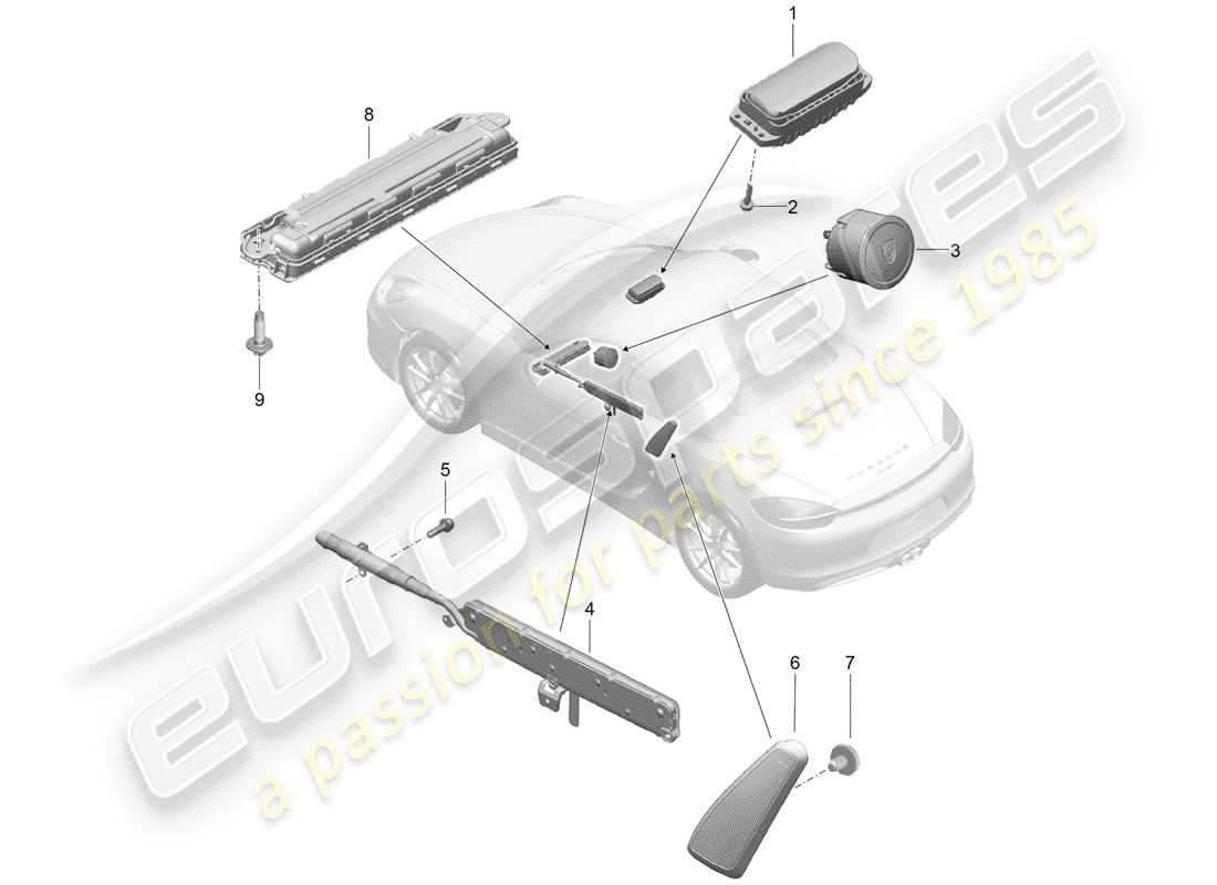 porsche 2020 (718 boxster) airbag-teilediagramm