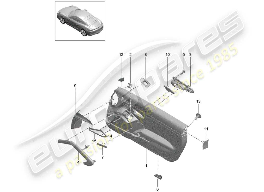 porsche 2014 (981 cayman) türplatte teilediagramm