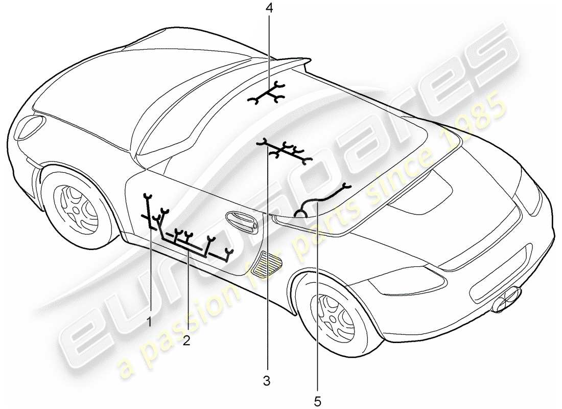 porsche 2009 (987 boxster) kabelbäume ersatzteildiagramm