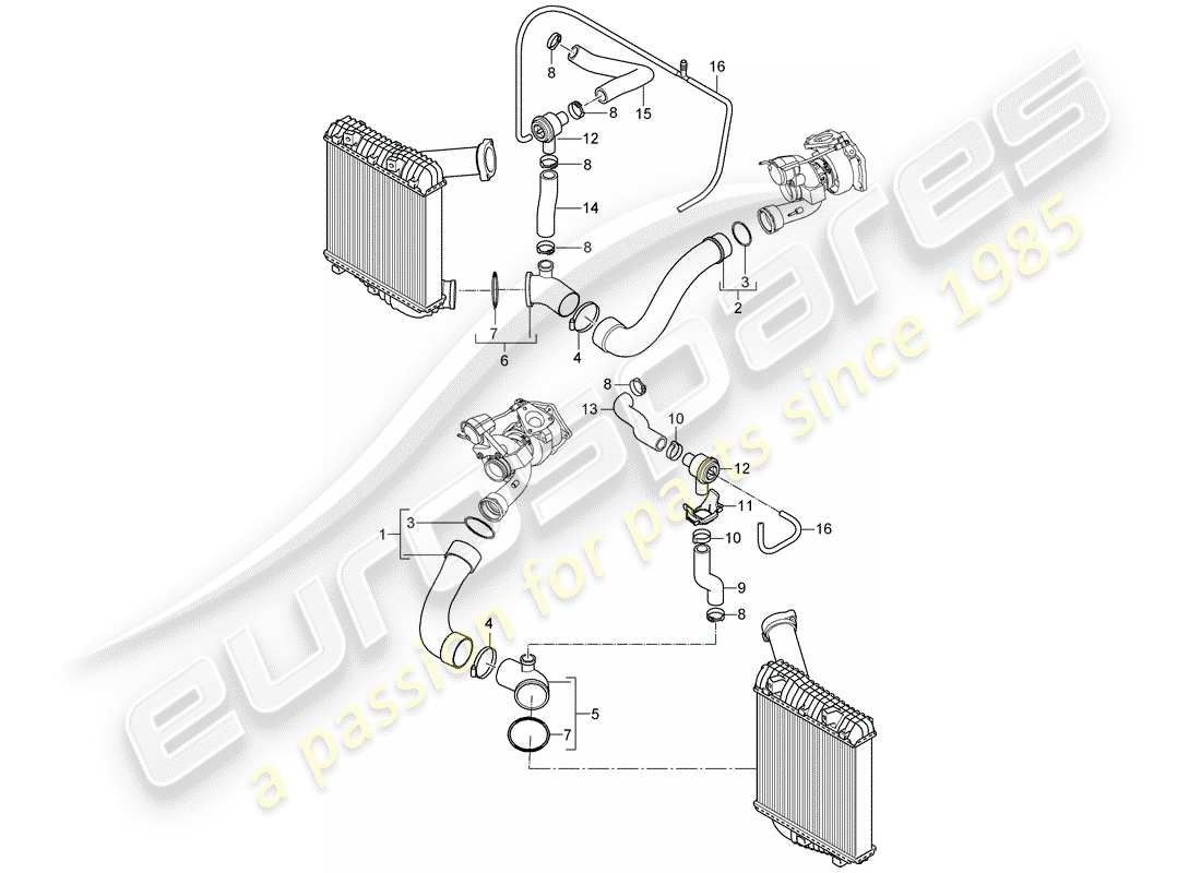 porsche 2007 (cayenne e1 9pa) aufladung 1 teilediagramm