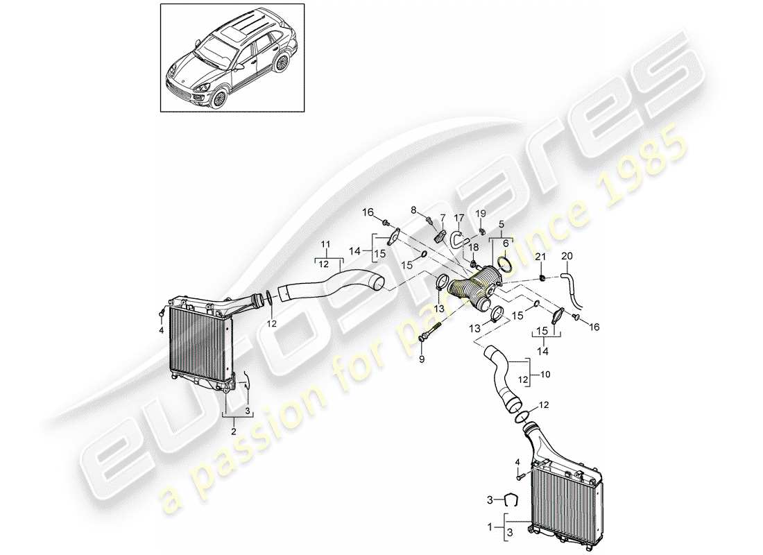 porsche 2016 (cayenne e2 92a) ladeluftkühler teilediagramm