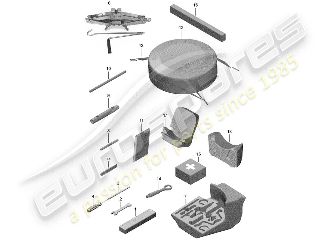 porsche 2017 (718 boxster) werkzeug-teilediagramm
