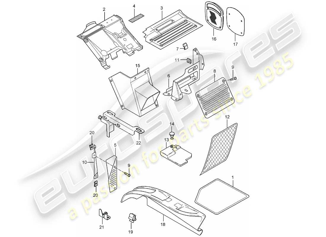 porsche 2006 (carrera gt) fussraum - bodenabdeckung teilediagramm