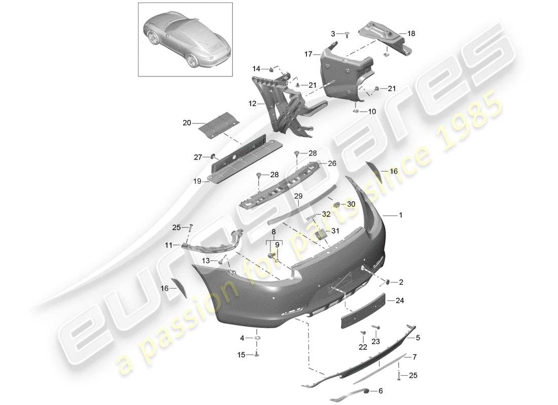 porsche 2012 (991-1) stoßstange ersatzteildiagramm