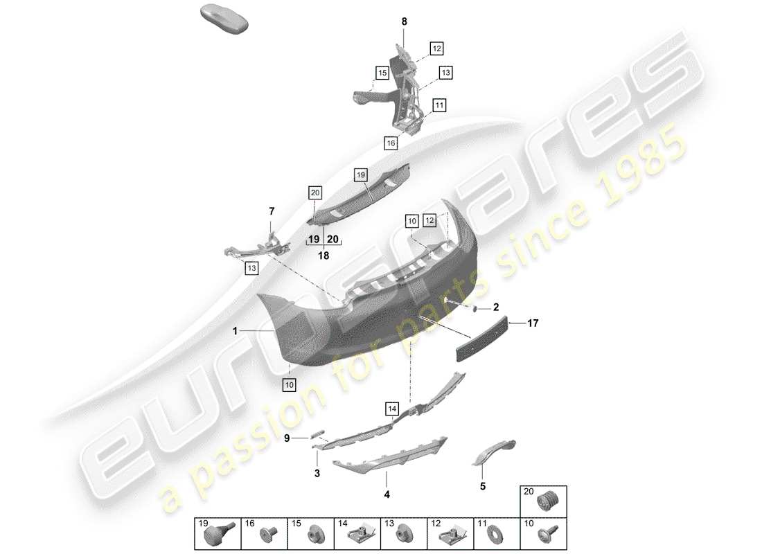 porsche 2020 (718 boxster spyder) stoßstange ersatzteildiagramm