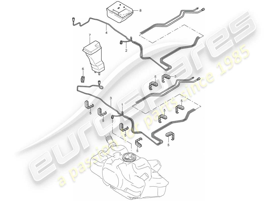 porsche 2008 (987 cayman) kraftstoffsystem teilediagramm