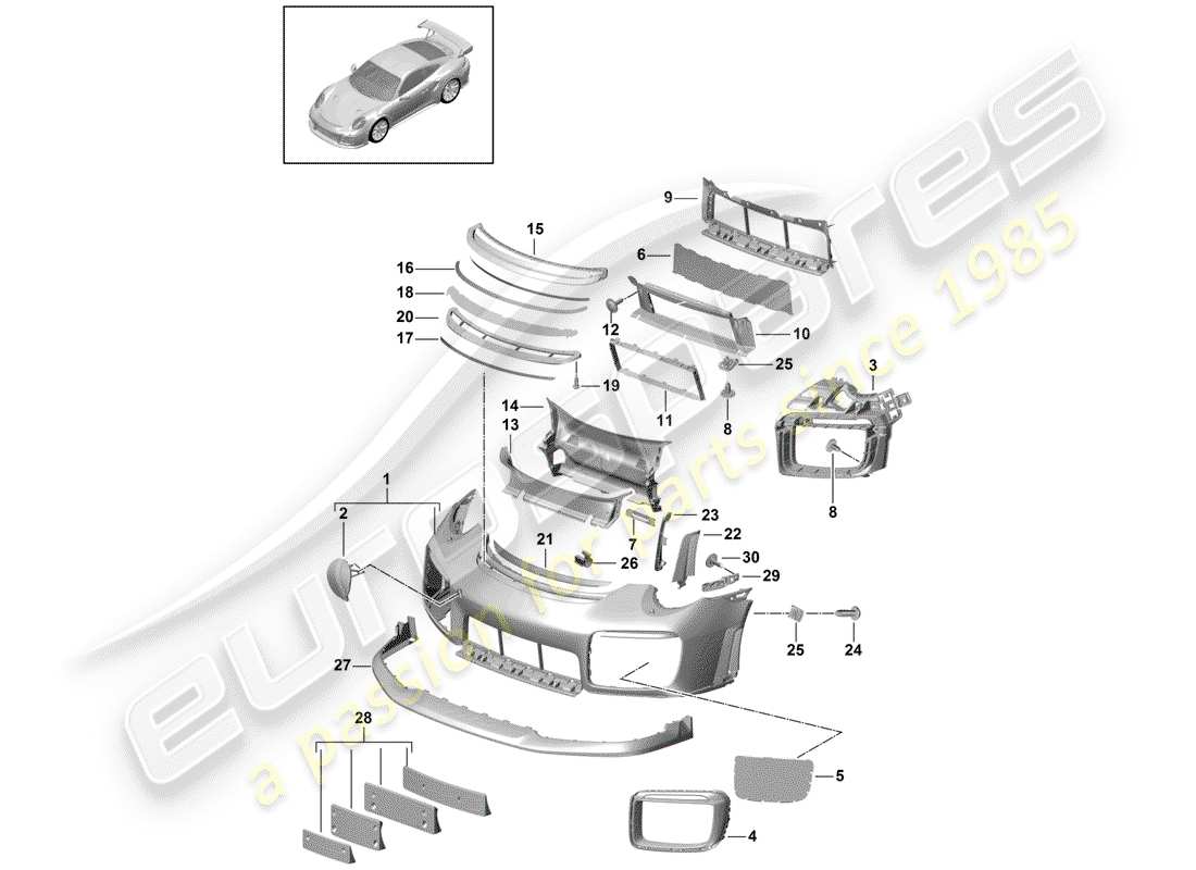 porsche 2015 (991-1 turbo) stossstange teilediagramm